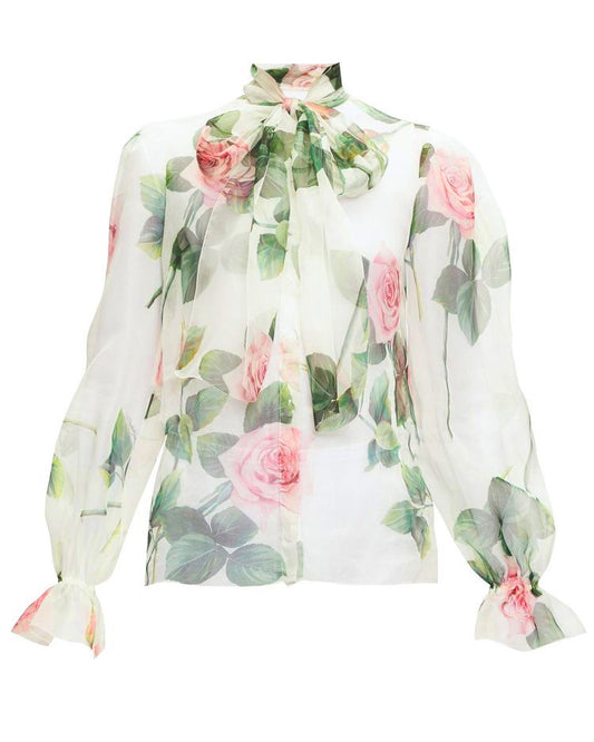 Rose Pussy-Bow Blouse