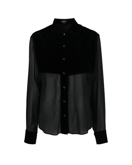 Black Sheer Panel Shirt