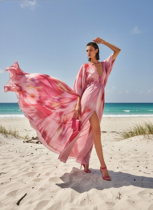 Blush Abstract Kaftan Cover Up