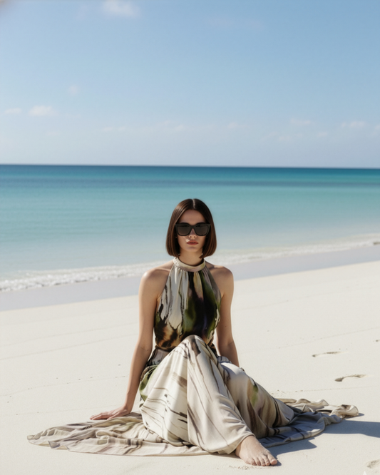 Dripping Paint Halter Gown