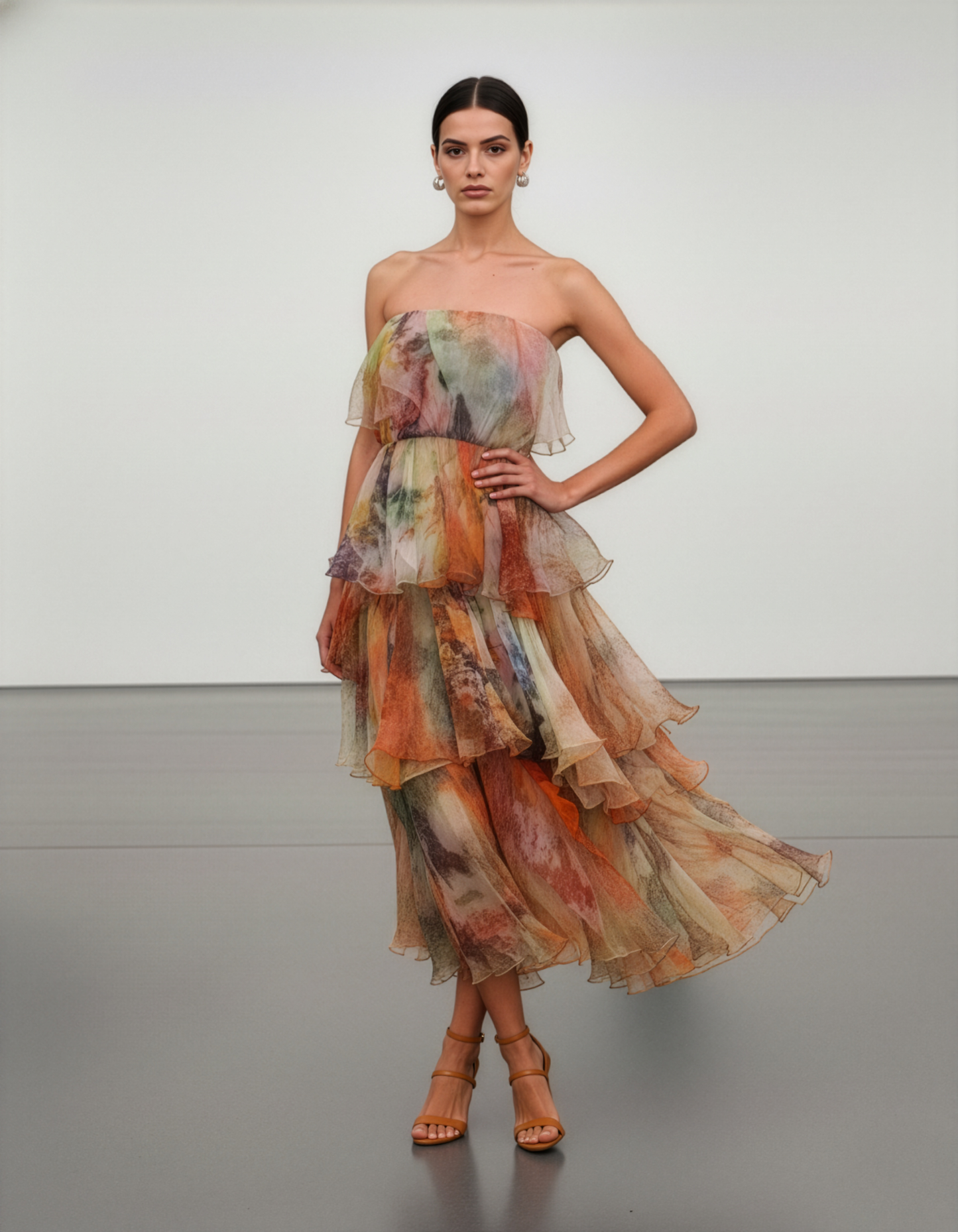LUXE Pastel Flora Ruffle Maxi