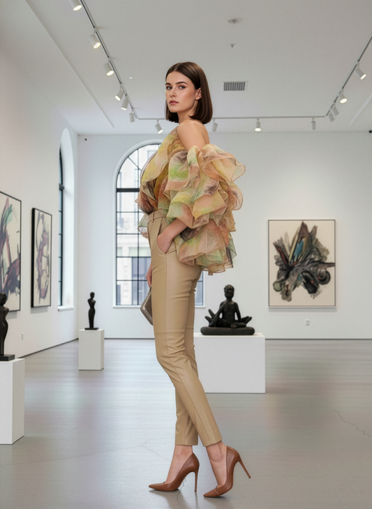 Pastel Floral Ruffle One Top