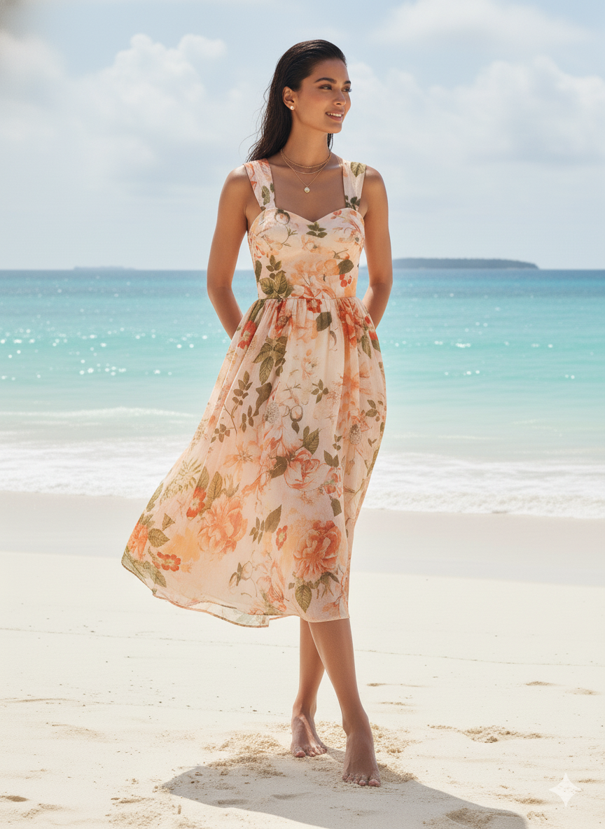 Floral Sweetheart Vintage Dress