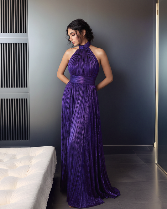 Moon Purple Halter Gown