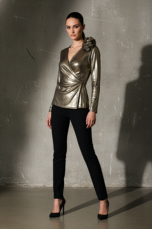 Bronze Ruffle Drama Top