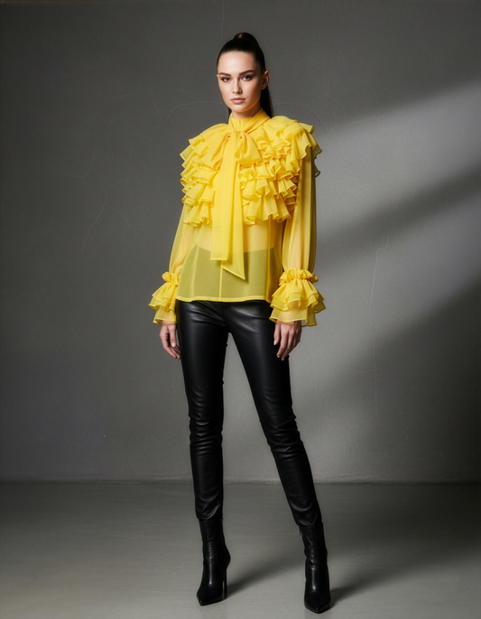 Yellow Ruffle Drama Top