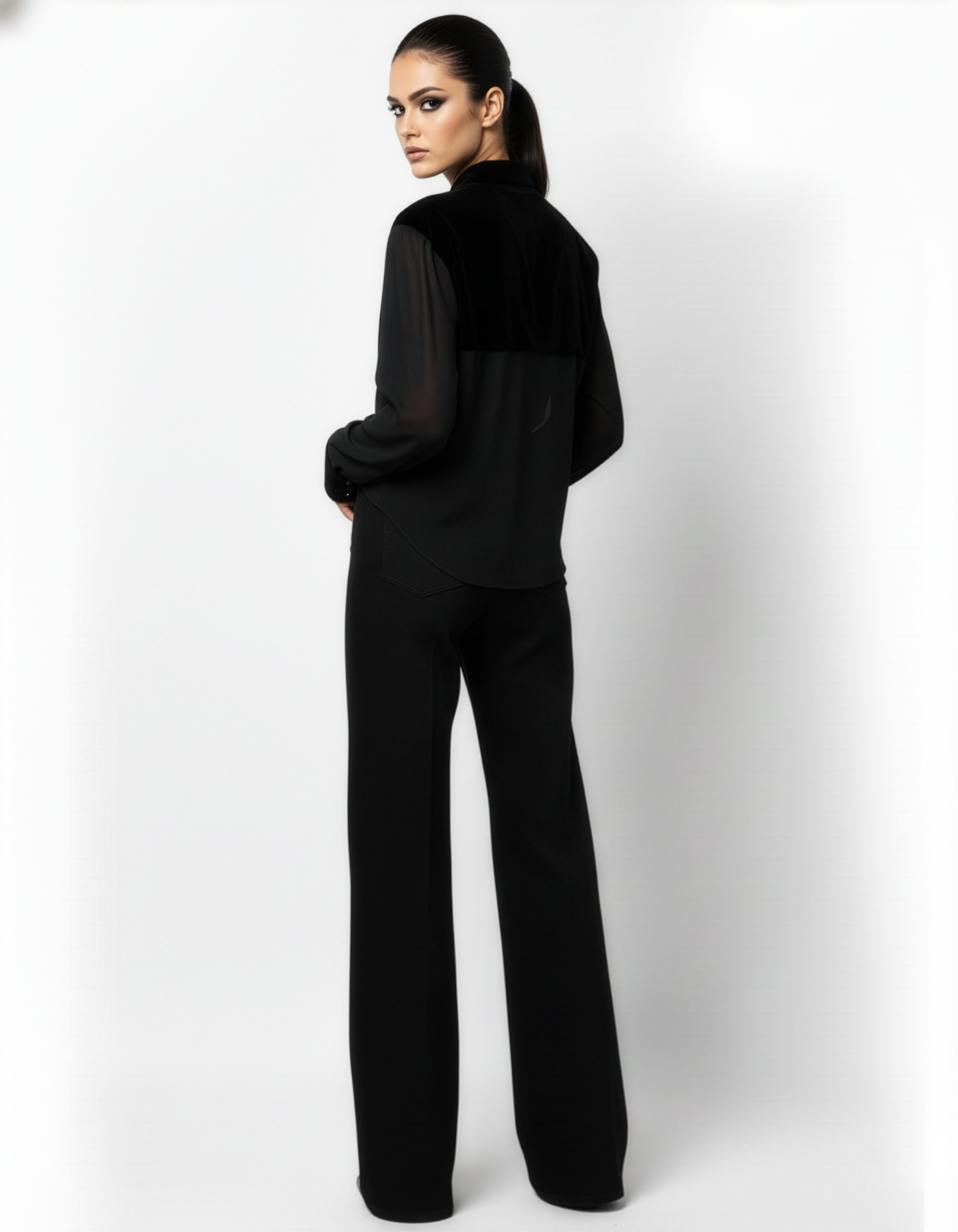 Black Sheer Panel Shirt