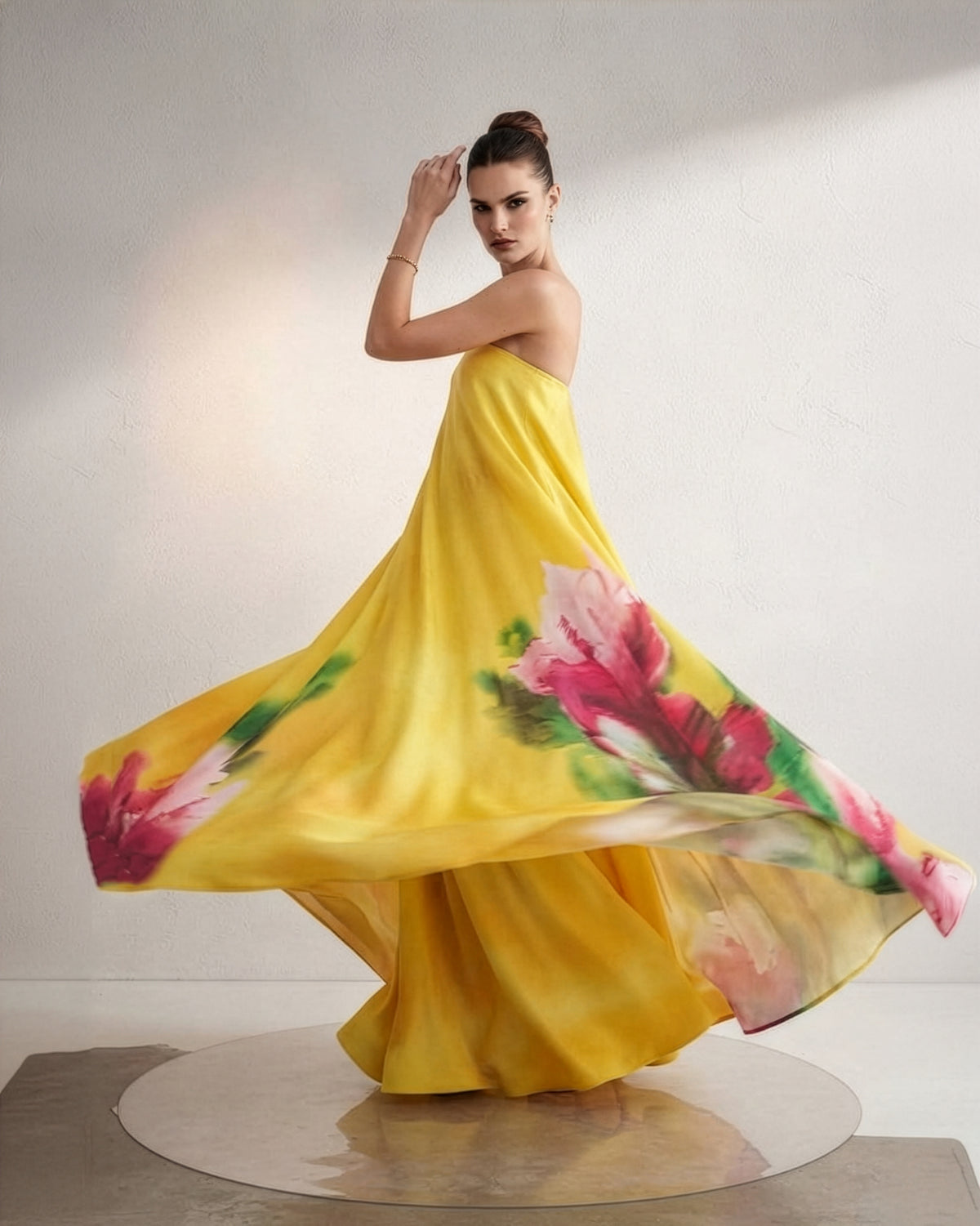 Yellow Peony Tube Gown