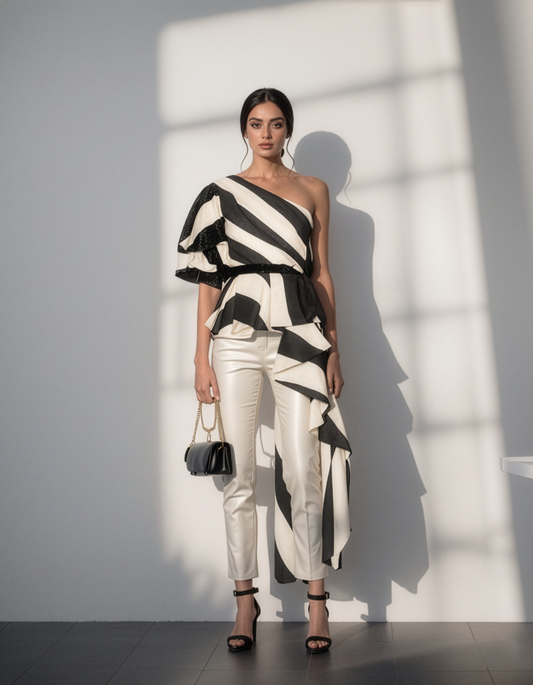 Striped One Drama Top