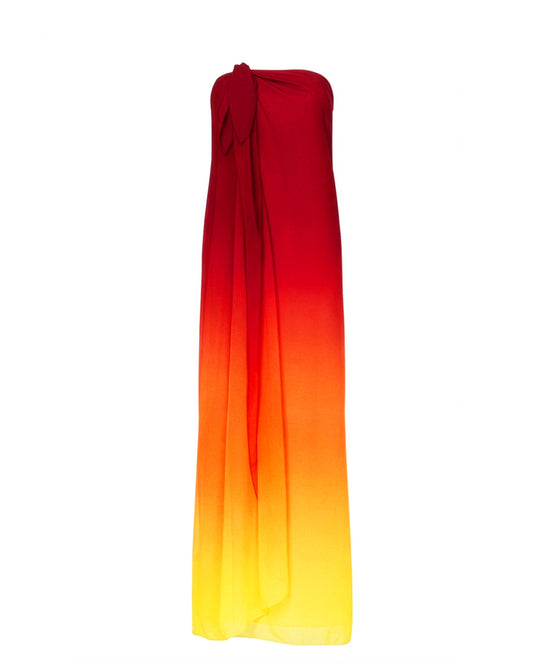 Red Yellow Ombre Tube Gown