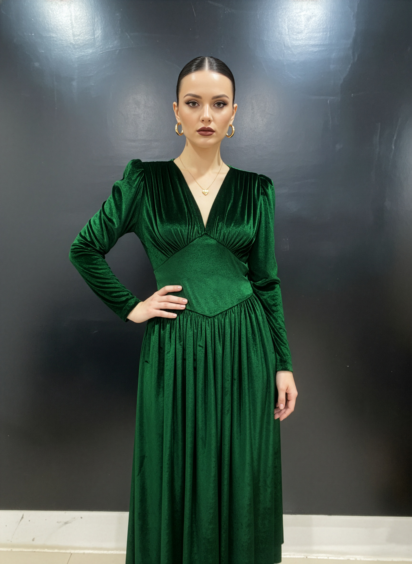 Emerald Vintage Wrap Dress