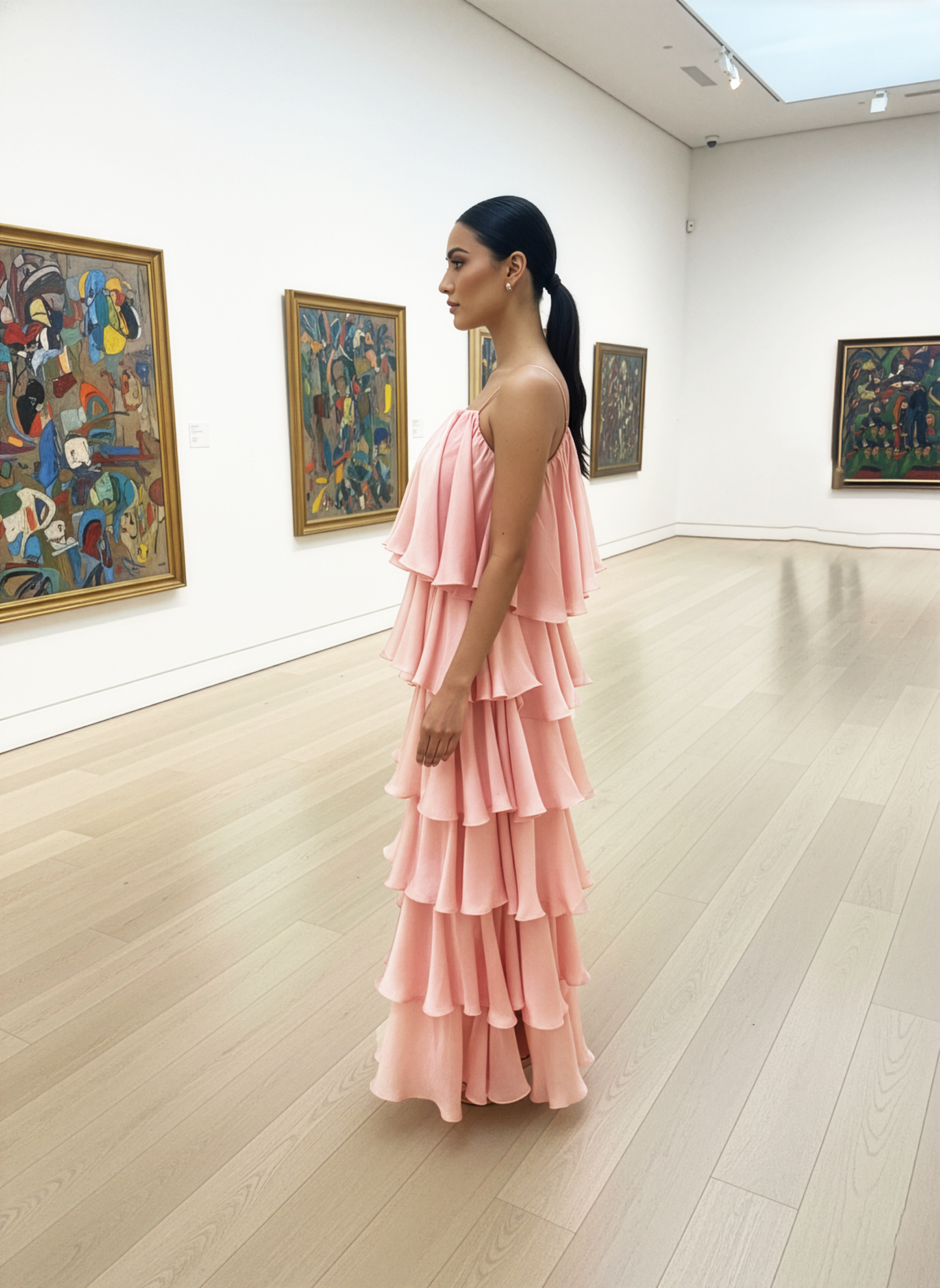 LUXE Pink Ruffle Maxi