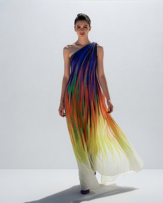 Circus One Shoulder Gown