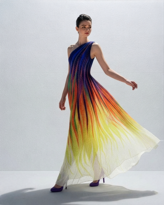 Circus One Shoulder Gown