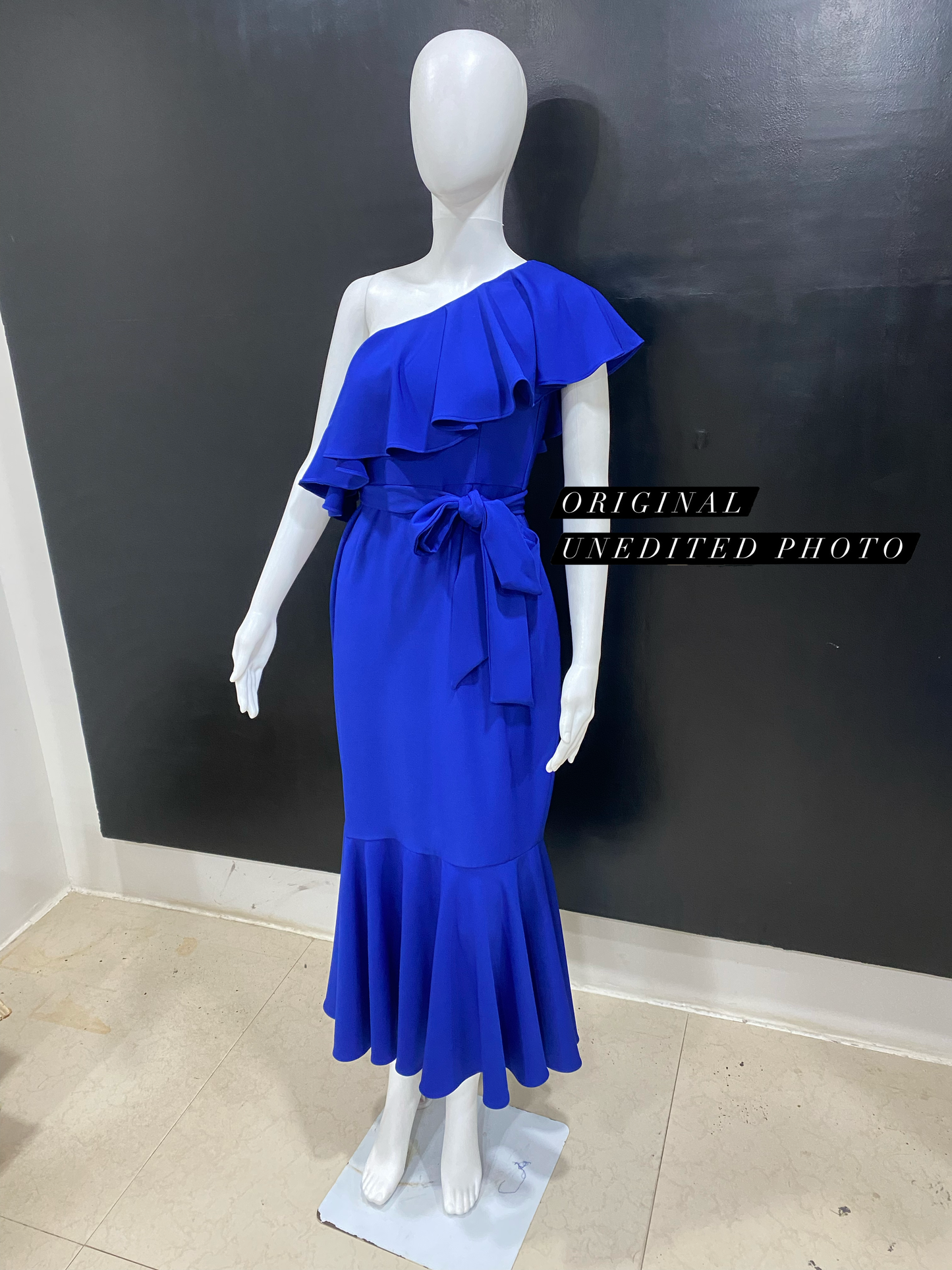 Electric Blue Ruffle One Dress