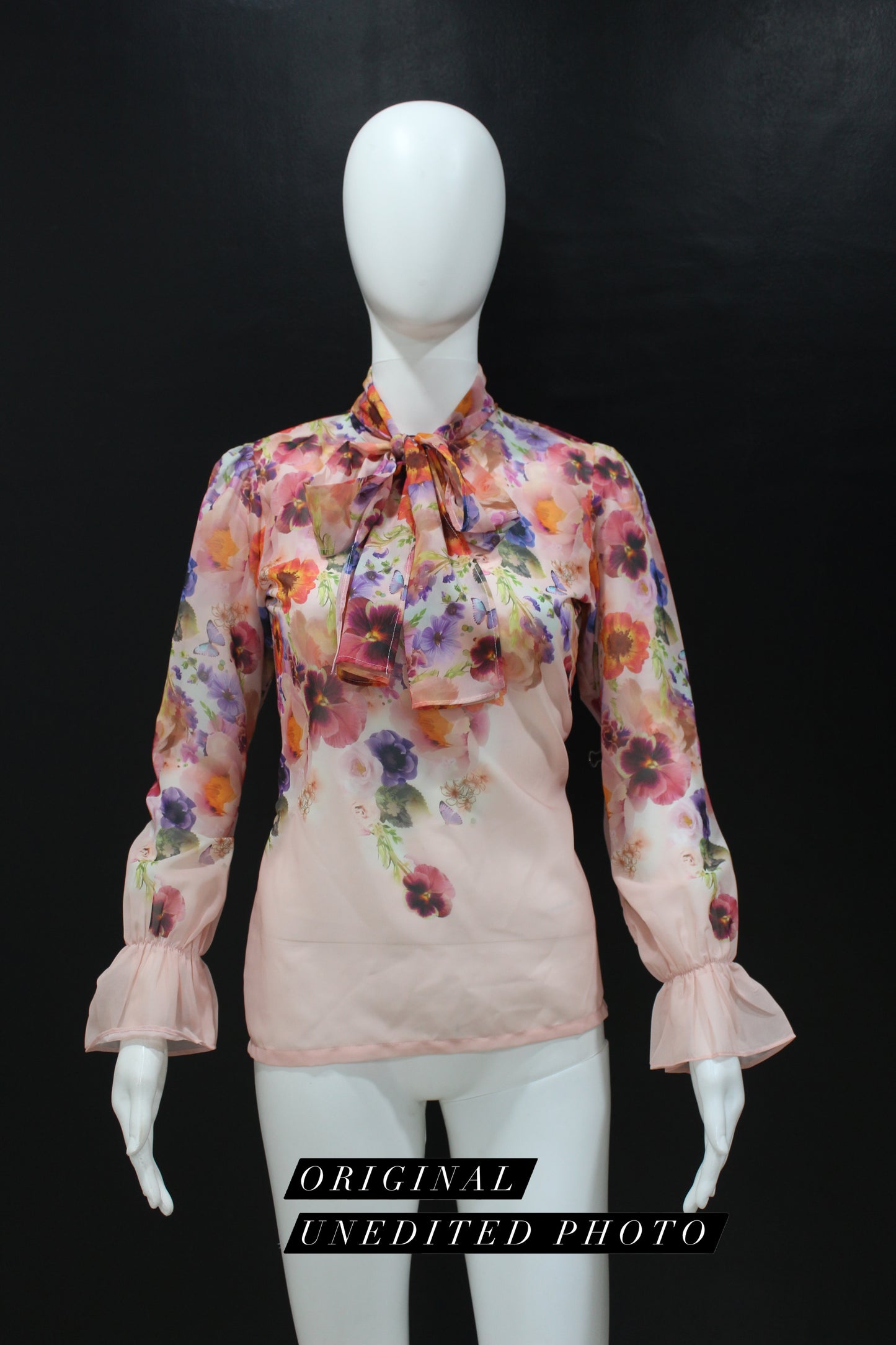 CLEARANCE - Flora Pussy Bow Blouse
