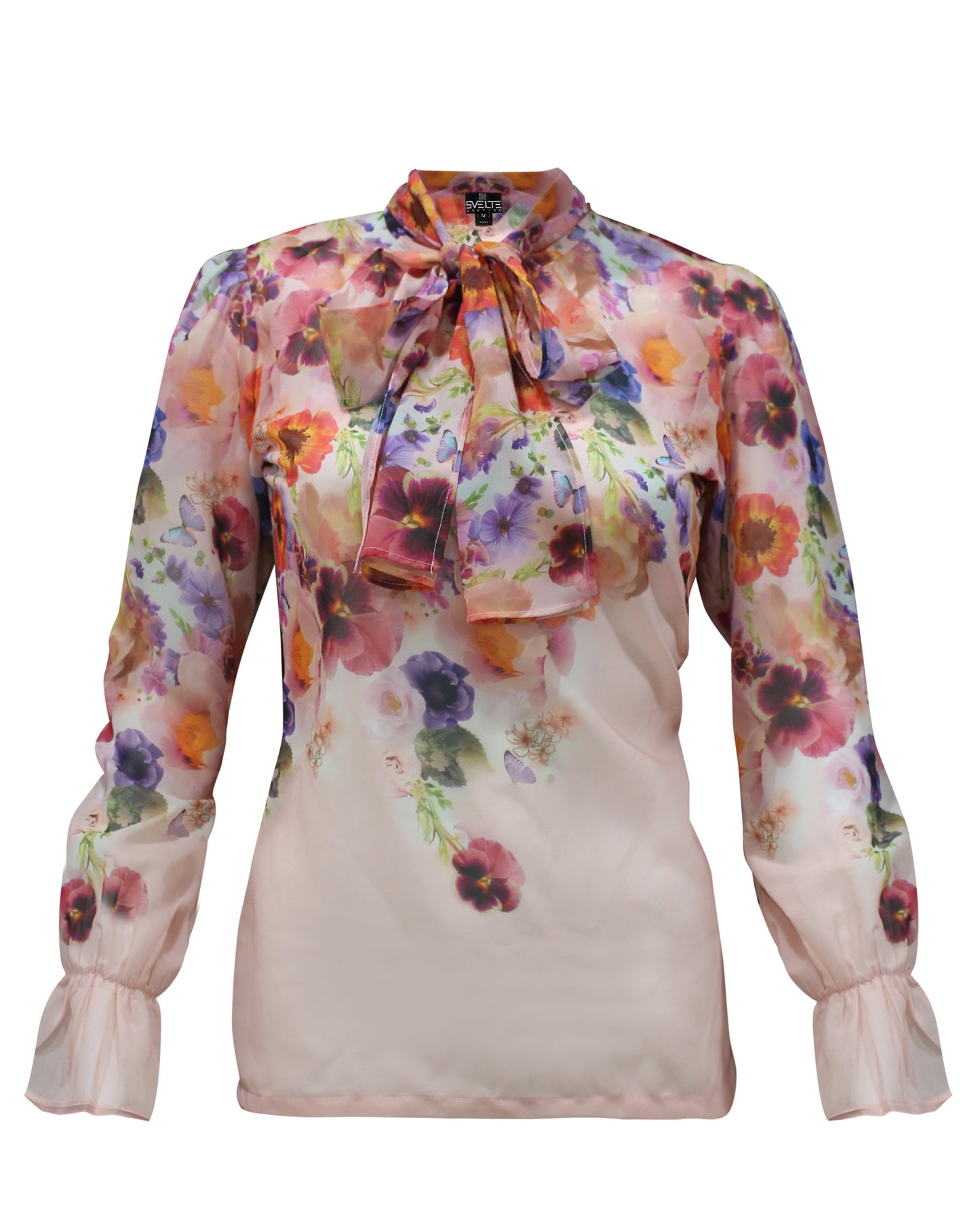 CLEARANCE - Flora Pussy Bow Blouse