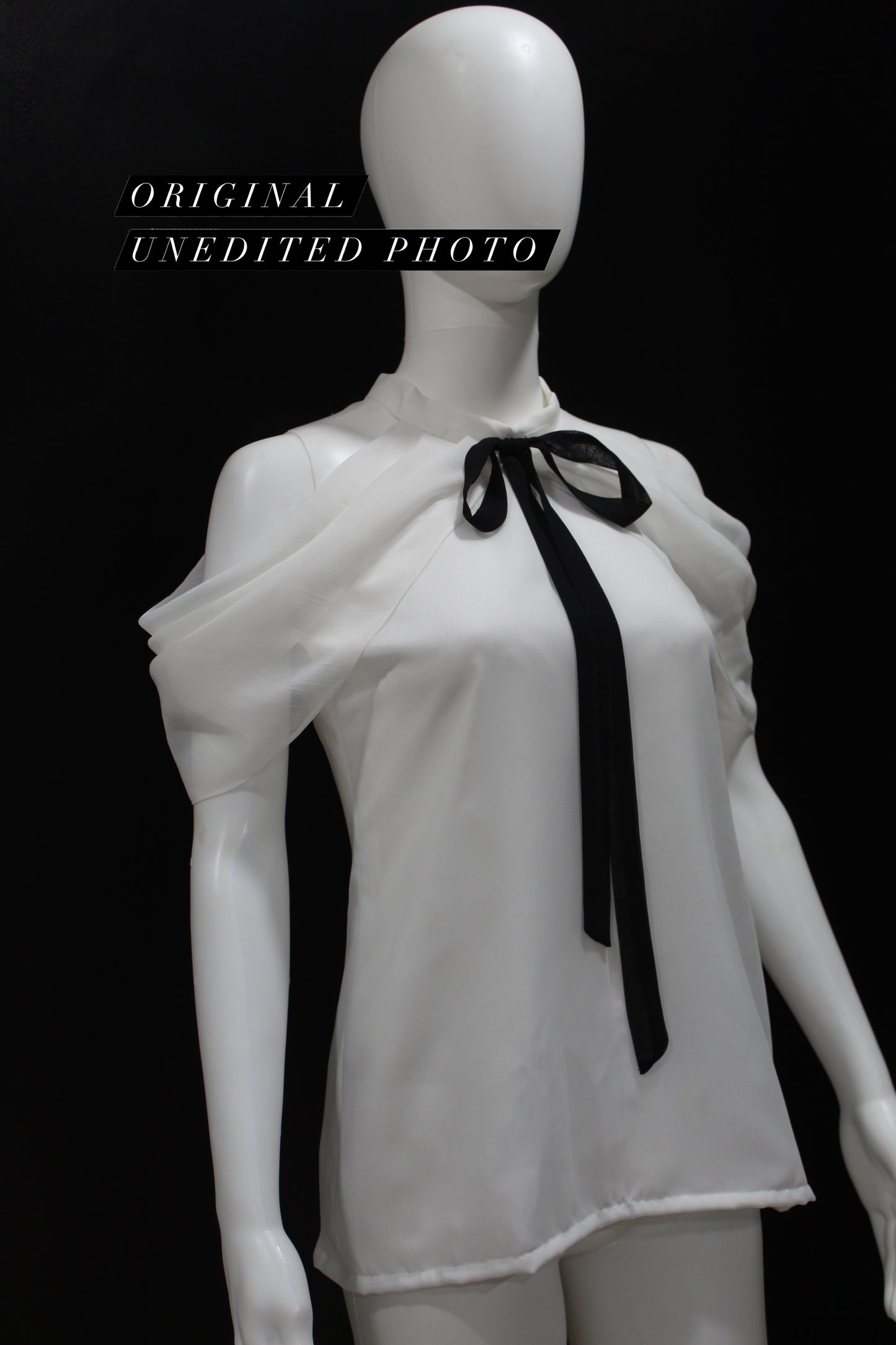 White Bow Cold Shoulder Layered Top