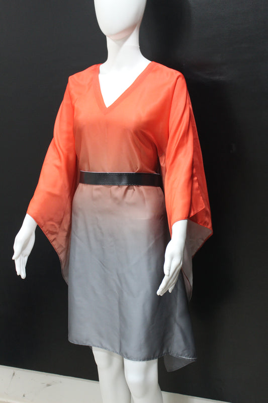 CLEARANCE - Red Grey Ombre Kaftan Dress