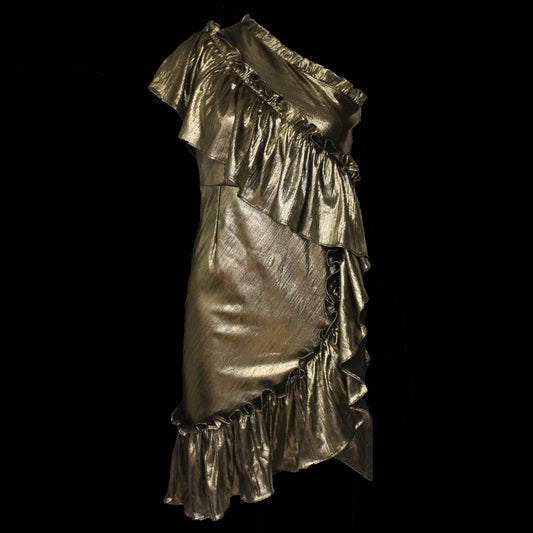LUXE Gold Metallic Ruffle One Dress