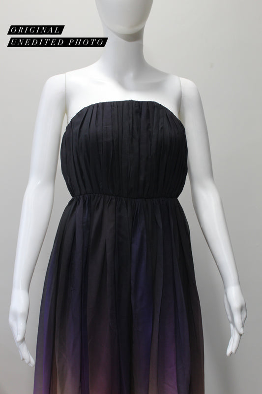 Midnight Black Purple Ombre Pleated Tube Gown
