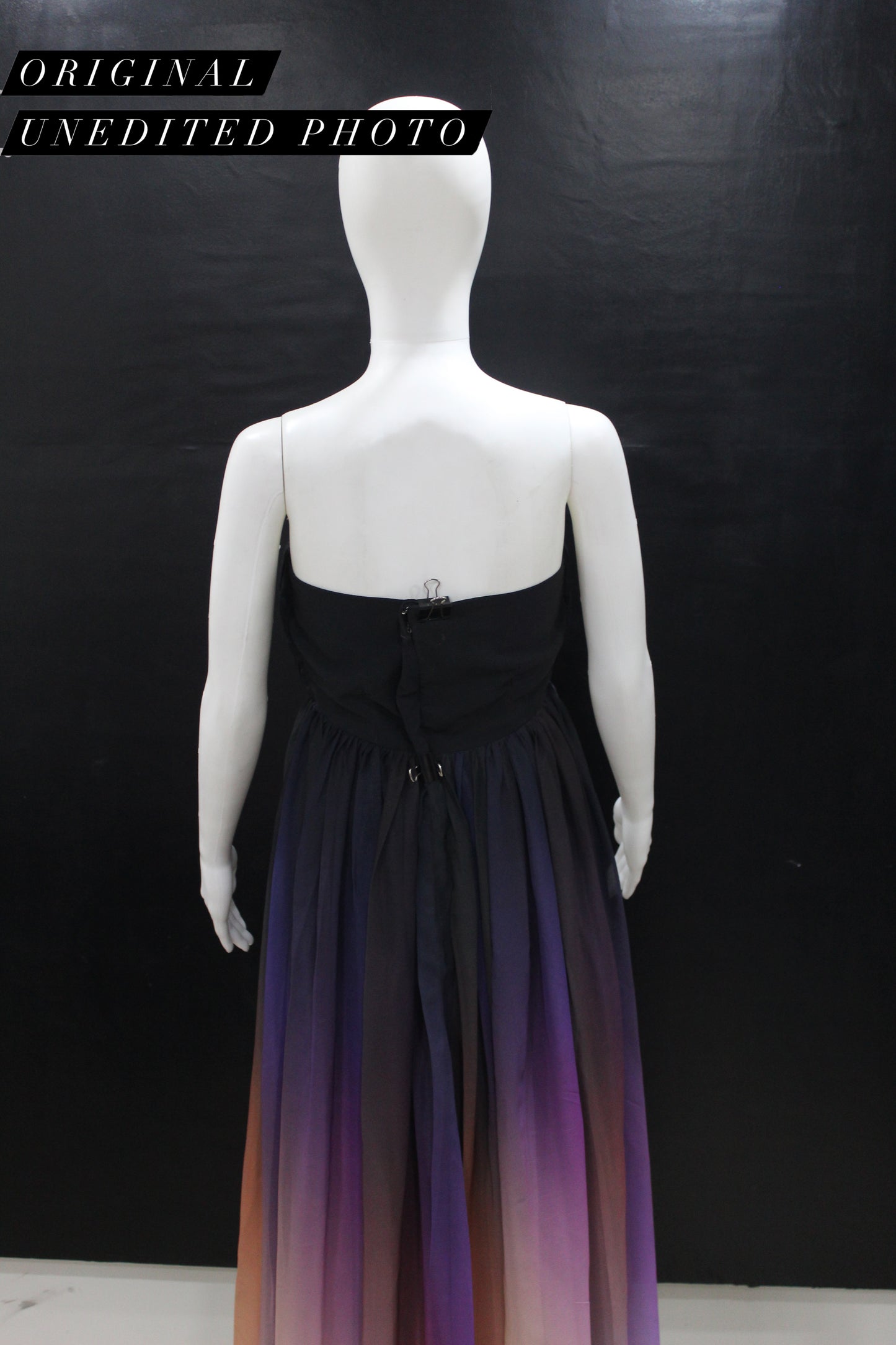 Midnight Black Purple Ombre Pleated Tube Gown