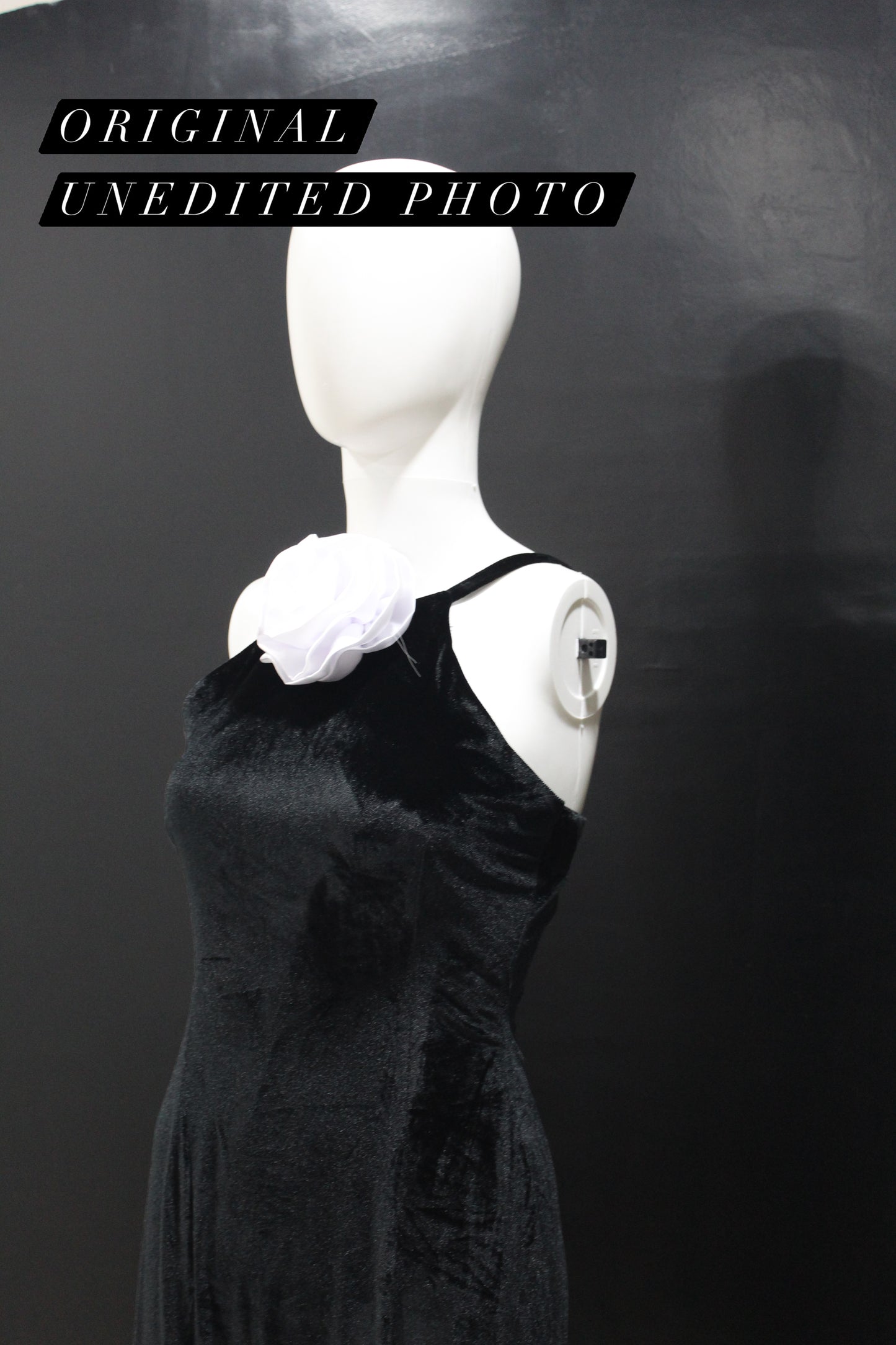 LUXE Black Halter Rose Gown