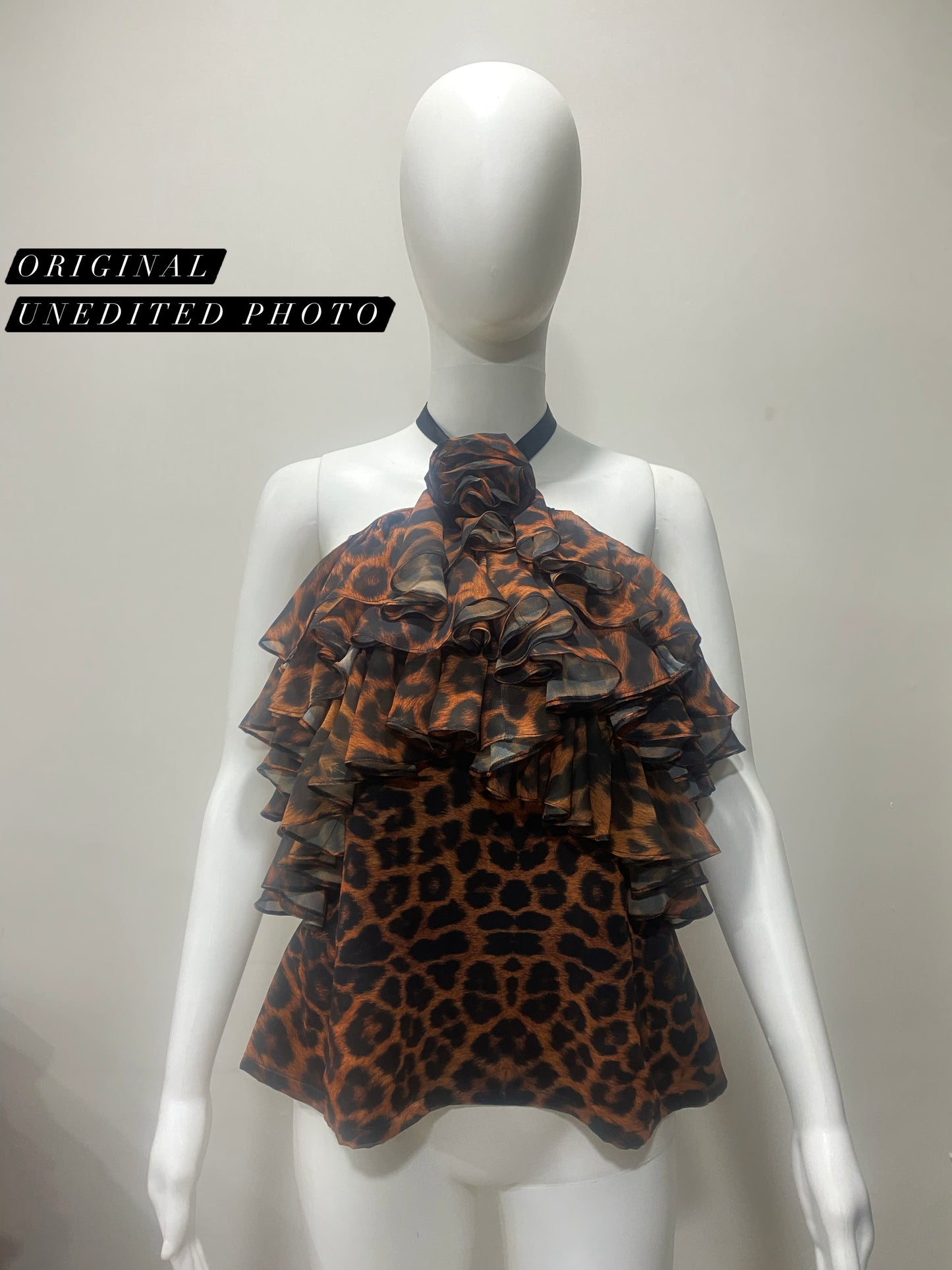 Leopard Ruffle Halter Top