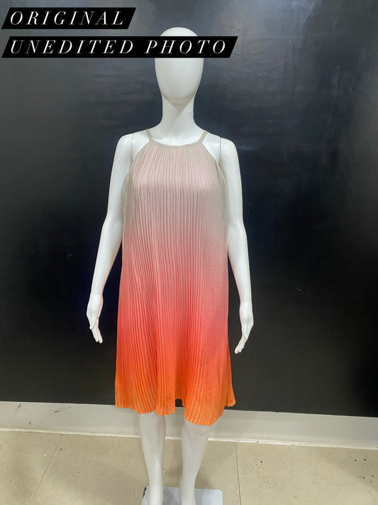 CLEARANCE - Ombre Pleated Peach Orange Spaghetti Dress