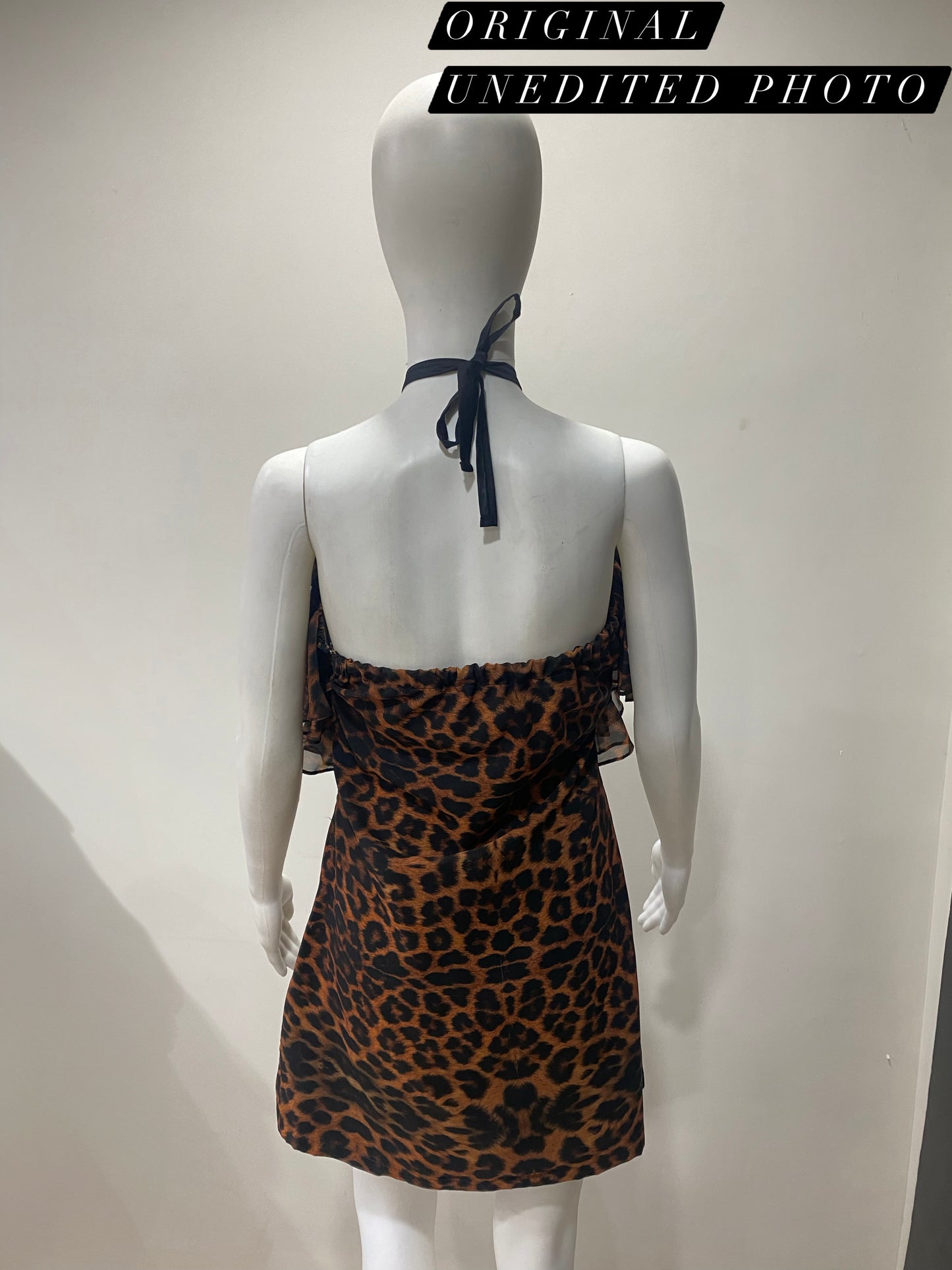 Leopard Ruffle Halter Dress