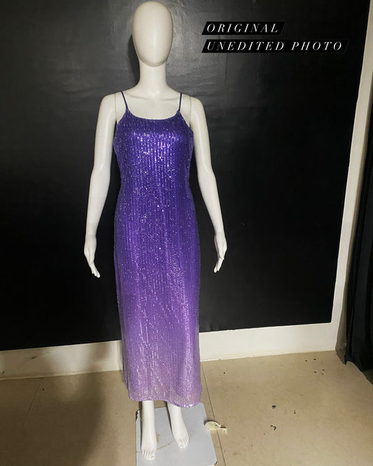 CLEARANCE - Sequins Purple Ombre Gown