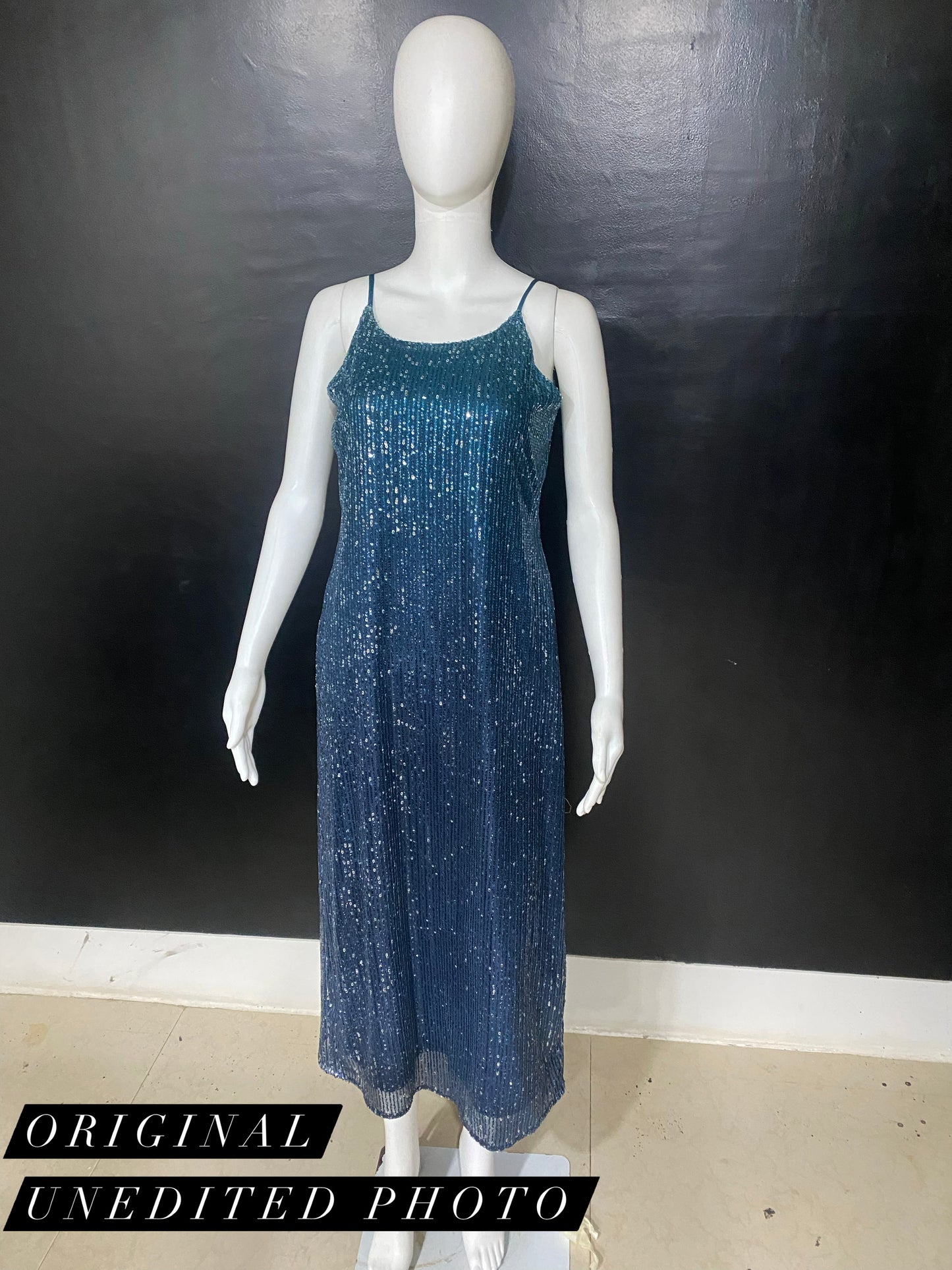CLEARANCE - Sequins Blue Ombre Gown