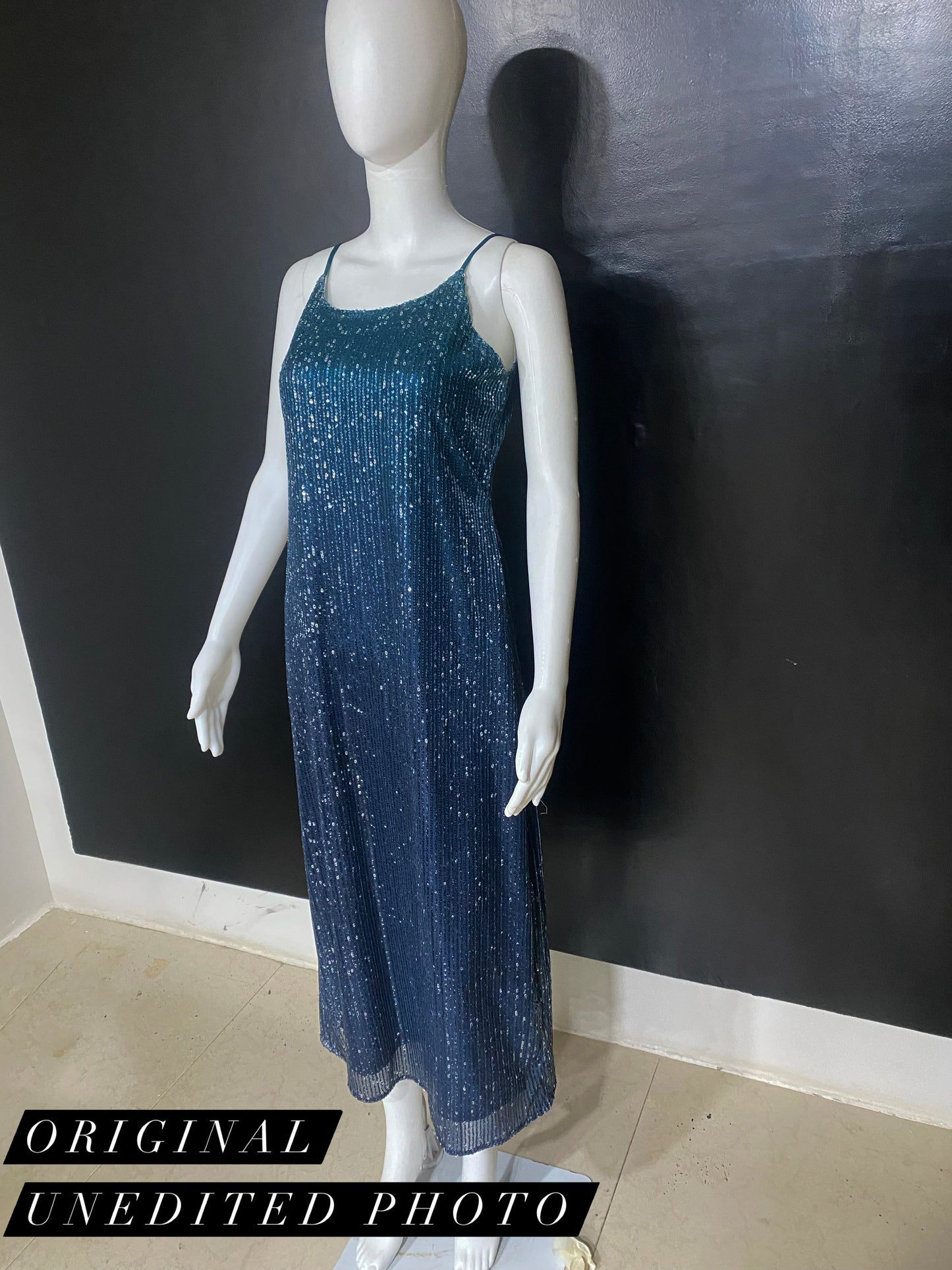 CLEARANCE - Sequins Blue Ombre Gown