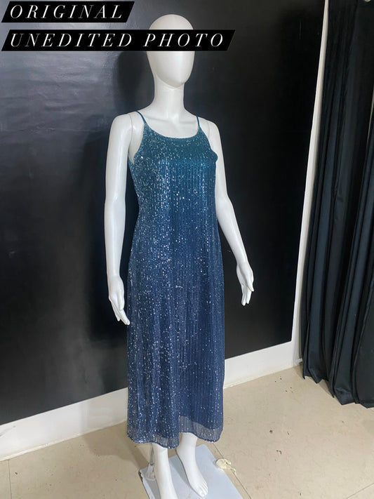 CLEARANCE - Sequins Blue Ombre Gown