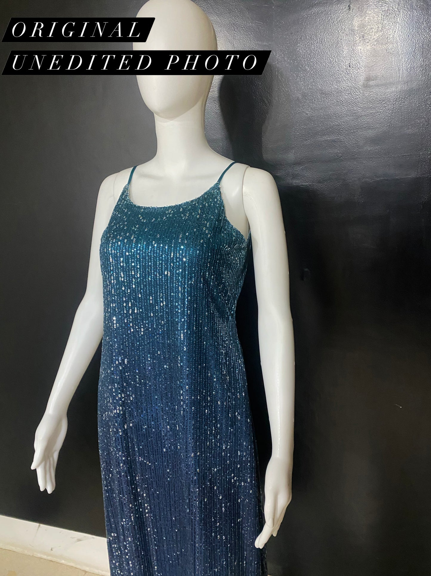 CLEARANCE - Sequins Blue Ombre Gown