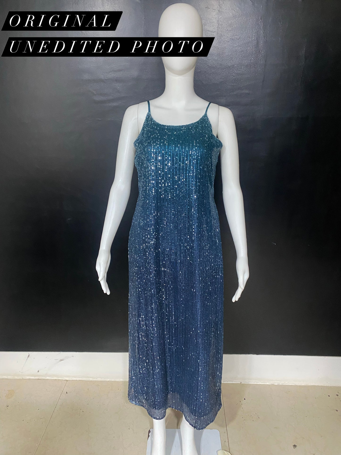 CLEARANCE - Sequins Blue Ombre Gown
