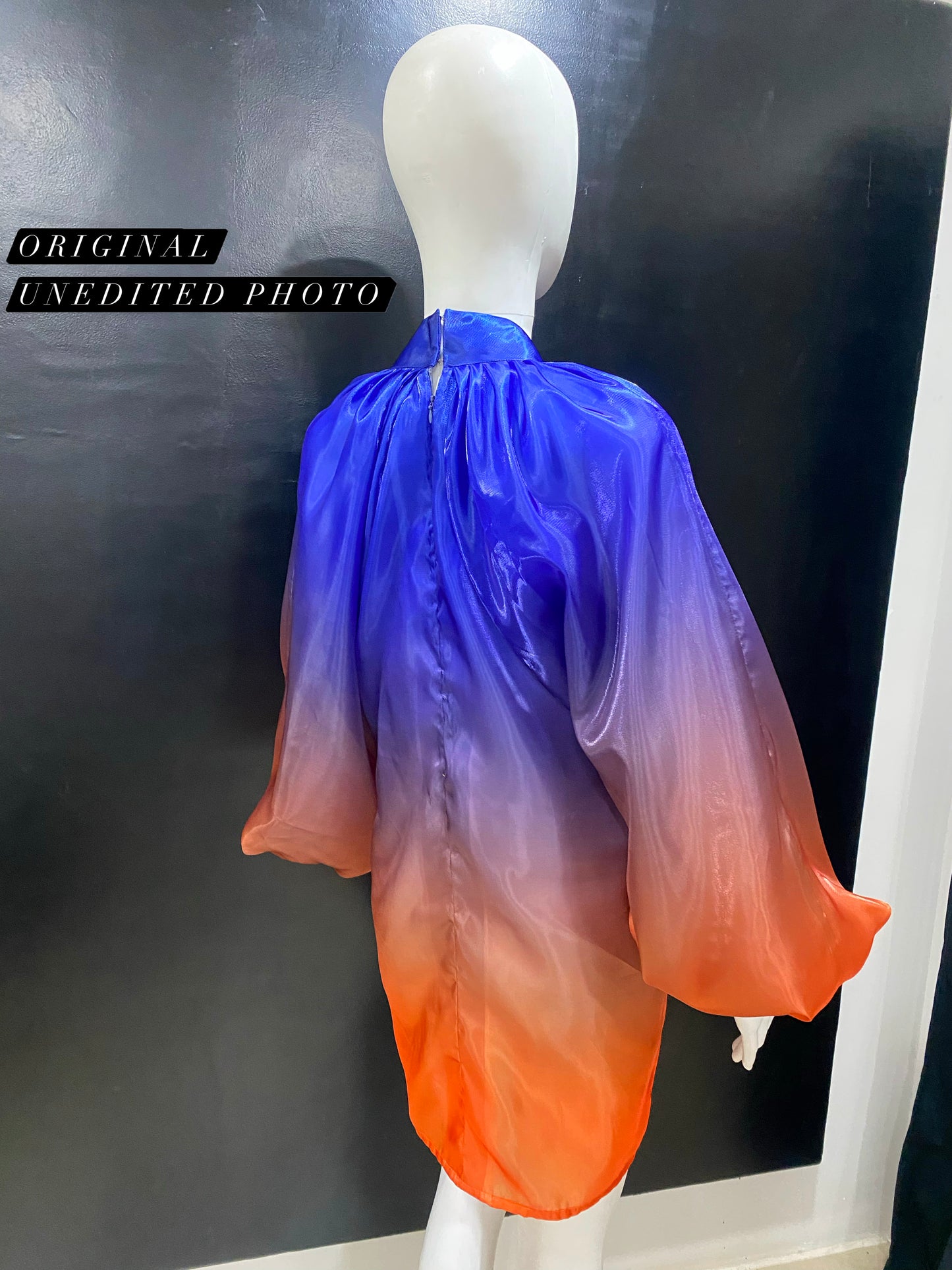 Glass Ombre Blue Orange Retro Puff Dress