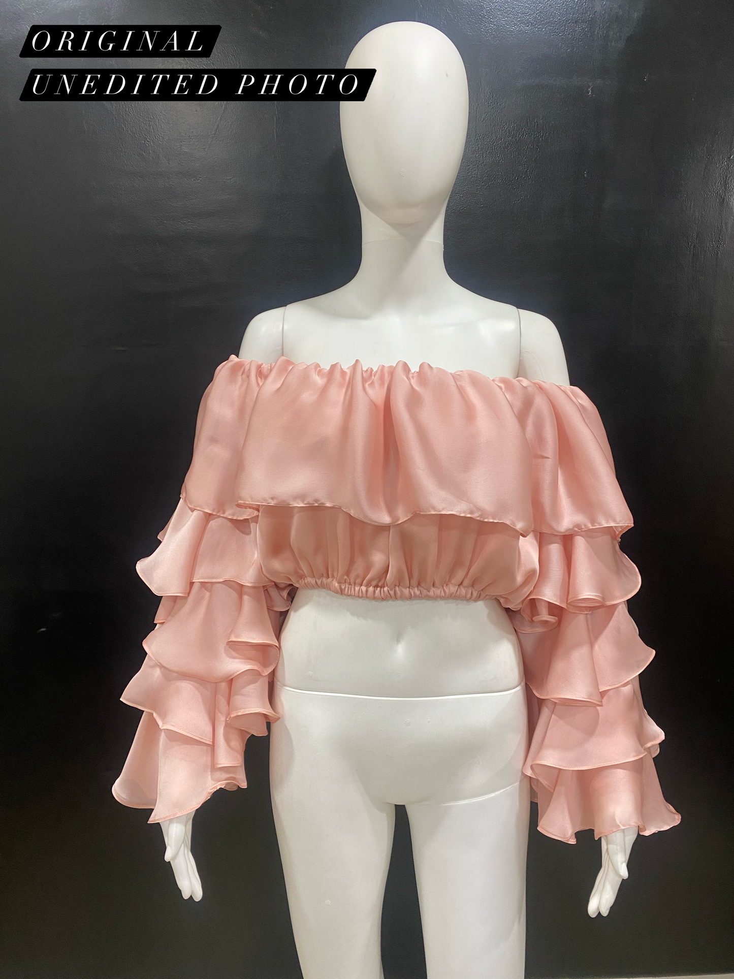 Coral Ruffle Sleeve Drama Top