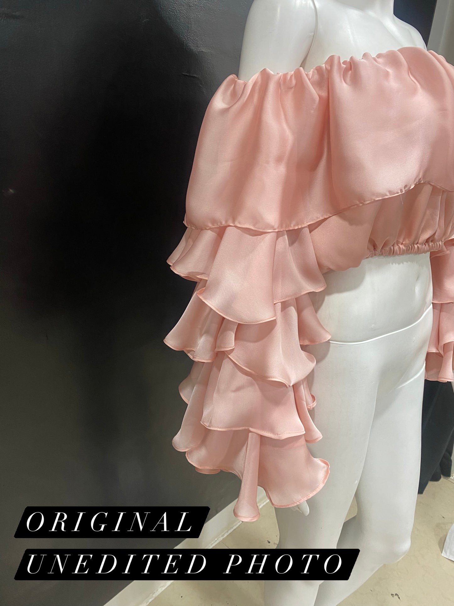 Coral Ruffle Sleeve Drama Top