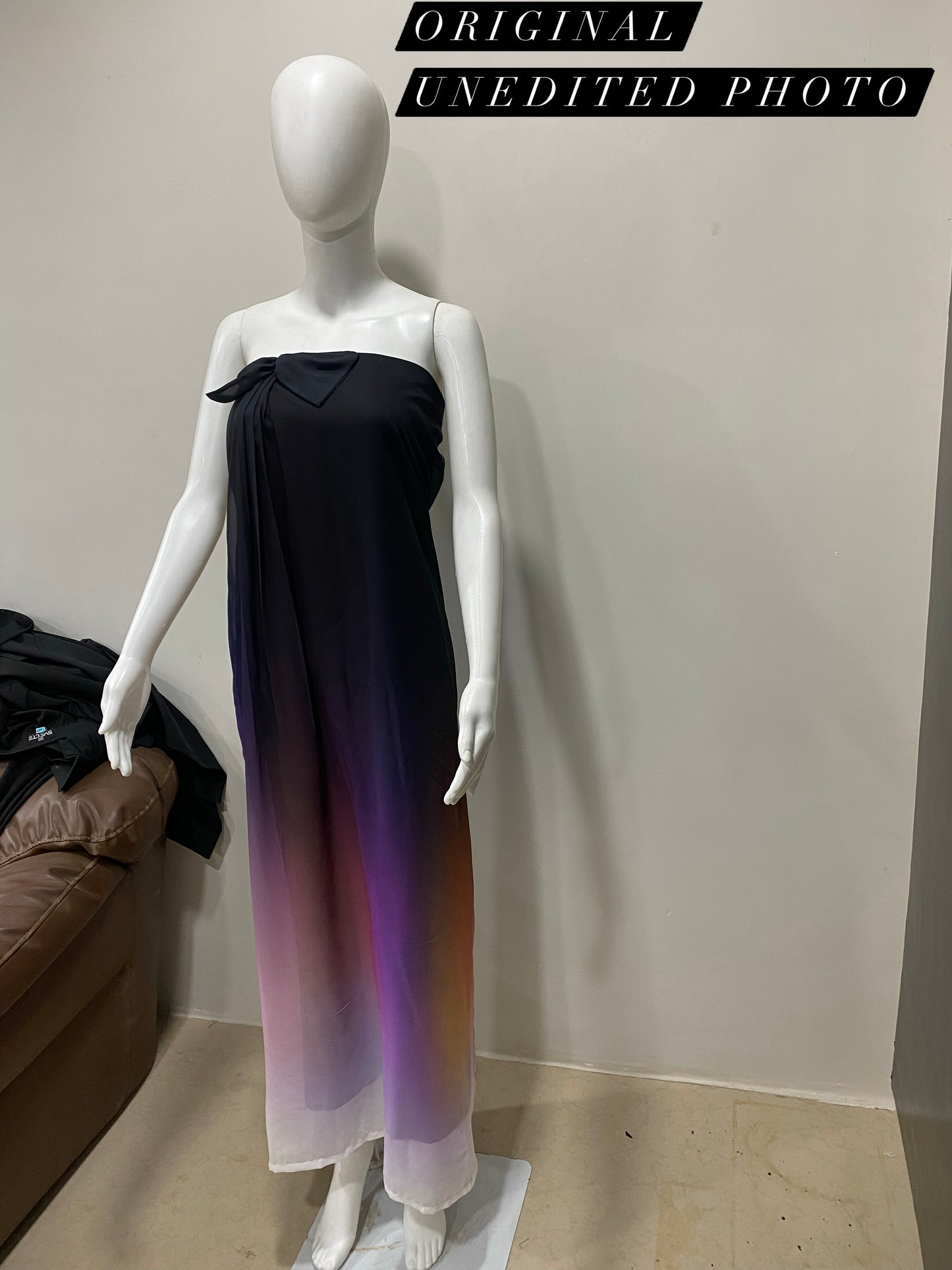 Midnight Black Purple Ombre Tube Gown