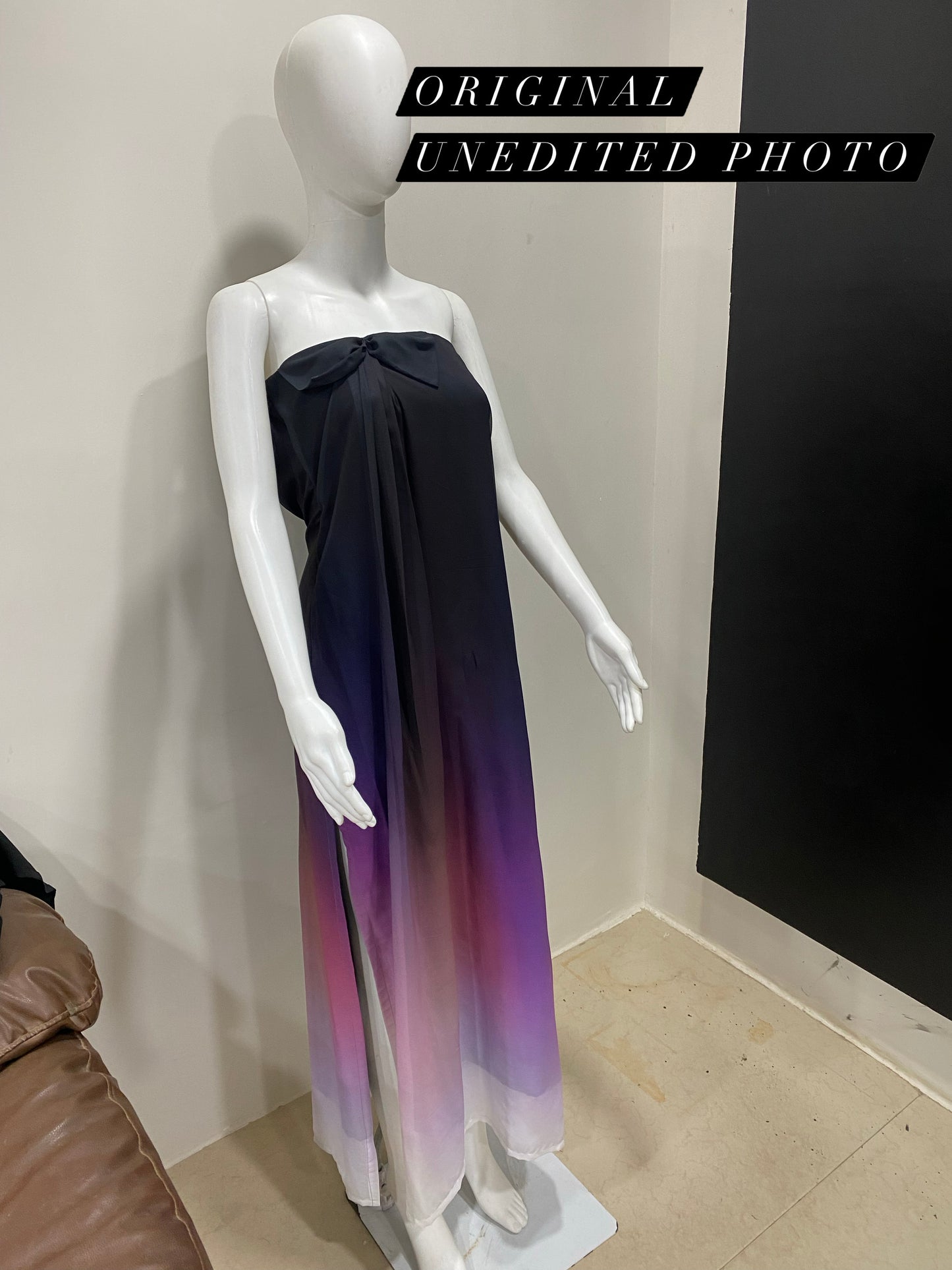 Midnight Black Purple Ombre Tube Gown