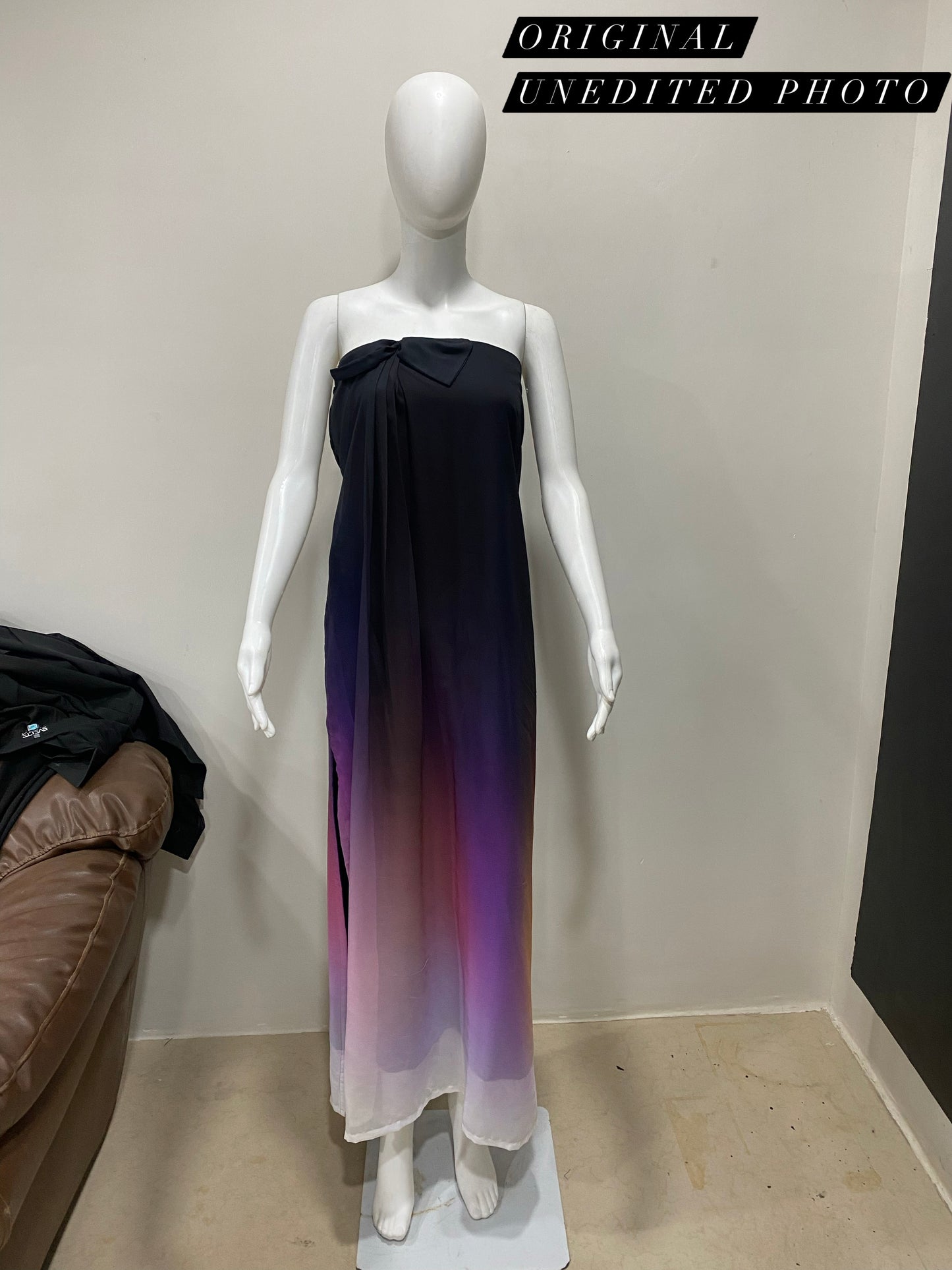 Midnight Black Purple Ombre Tube Gown