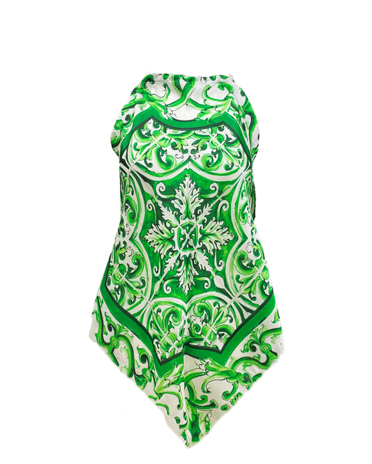 Majolica Green Handkerchief Top