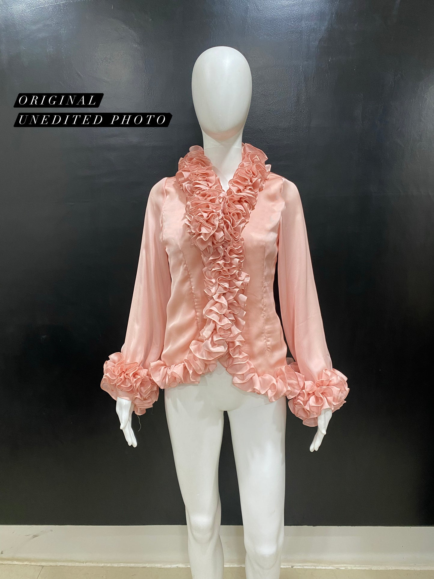 Coral Ruffle Neck Top