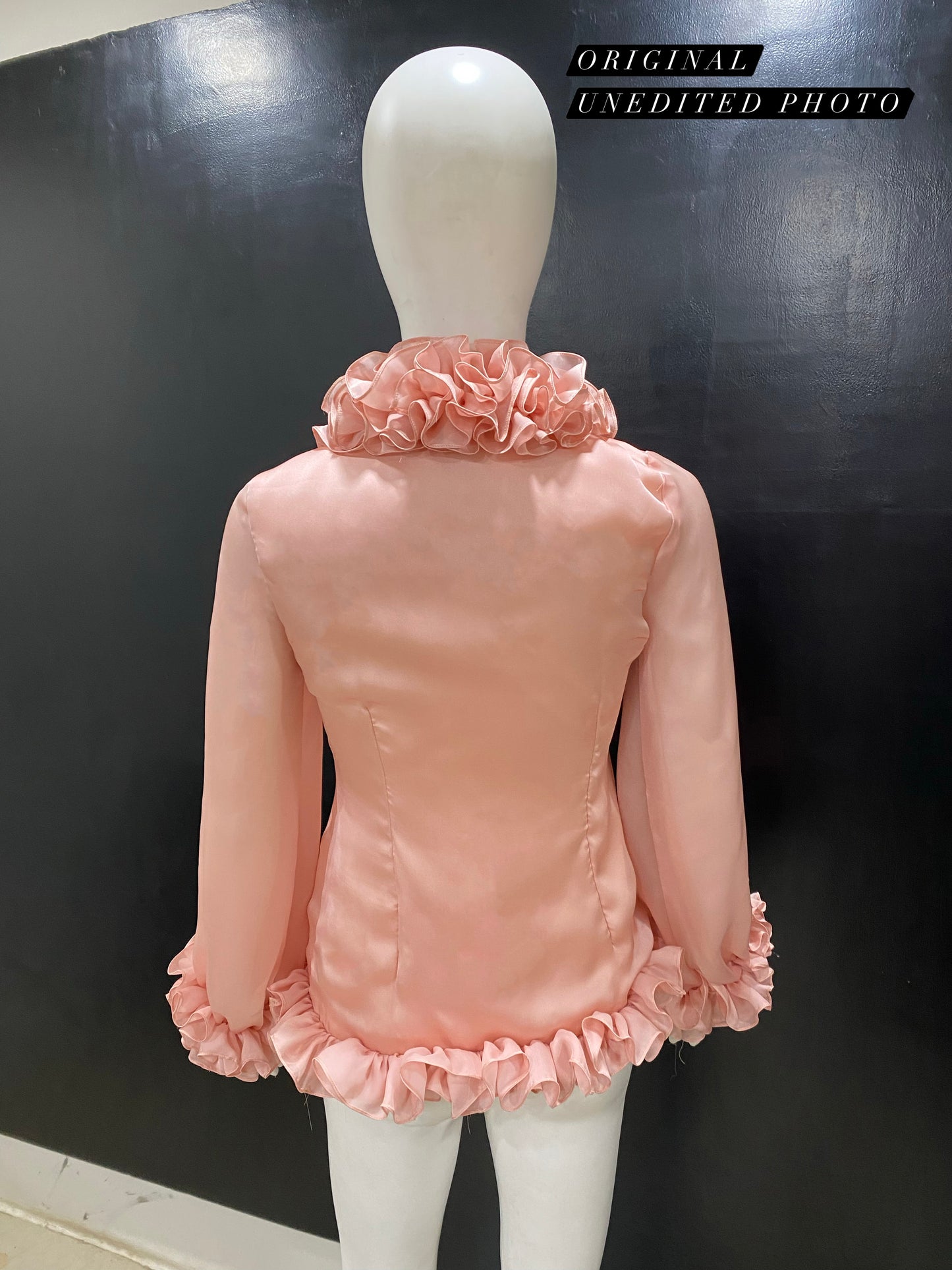 Coral Ruffle Neck Top