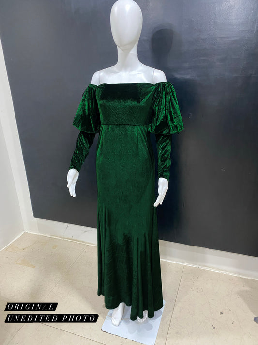 Vintage Retro Emerald Velvet Dress