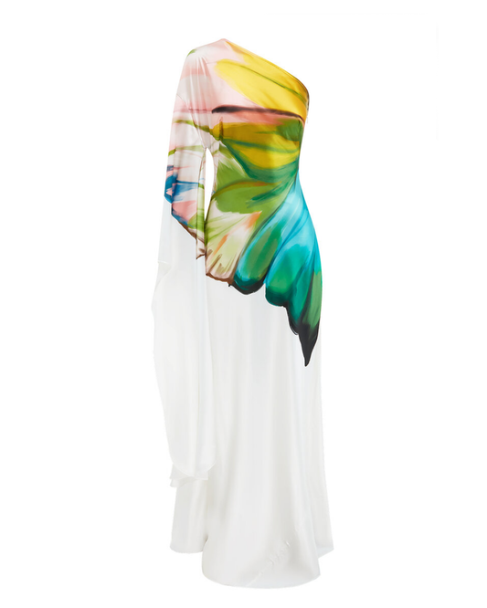 Flora Hand Painted Cream Gown