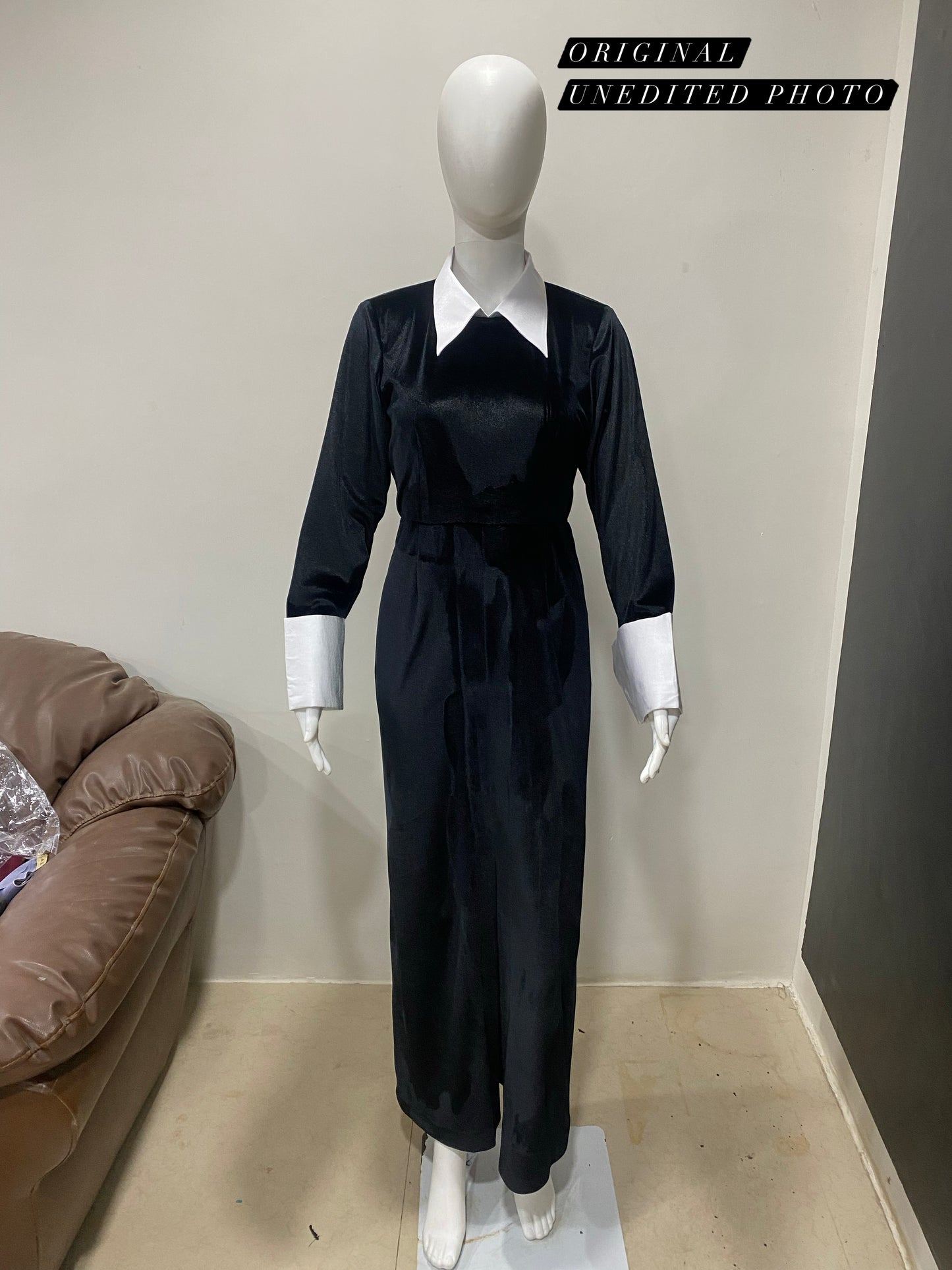 LUXE Black White Collar Cuff Gown