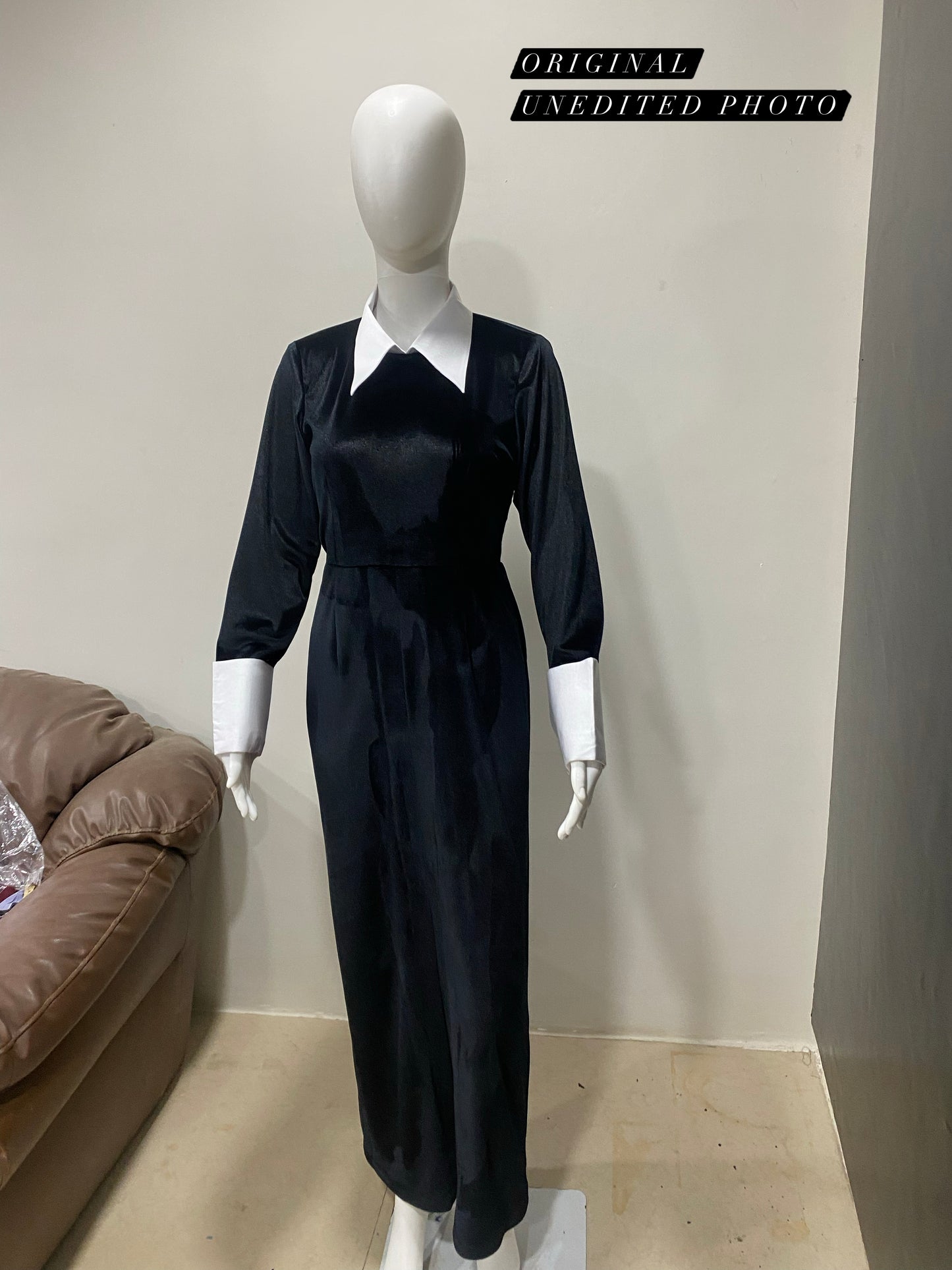 LUXE Black White Collar Cuff Gown