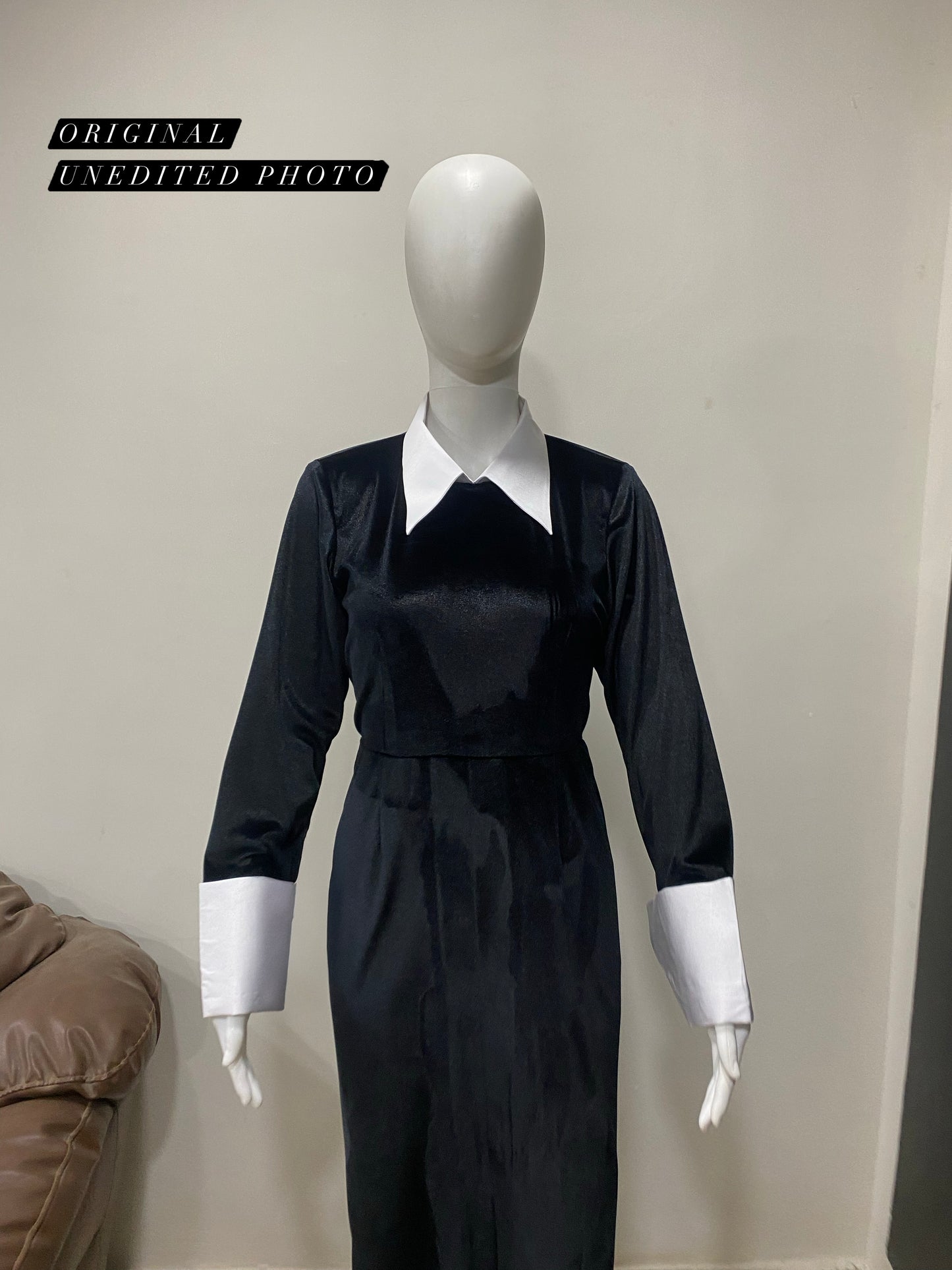 LUXE Black White Collar Cuff Gown